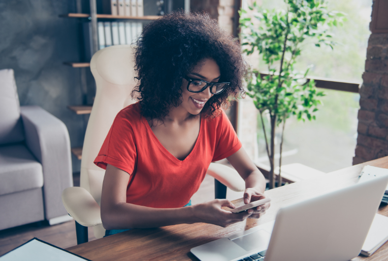 Woman at computer