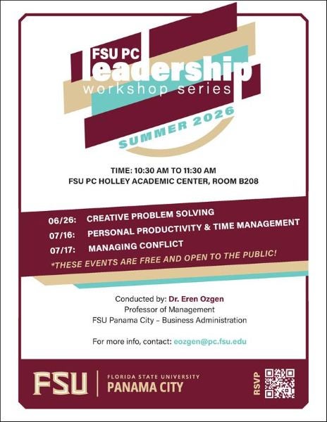 "FSU PC L:eadership Workshop series flyer"