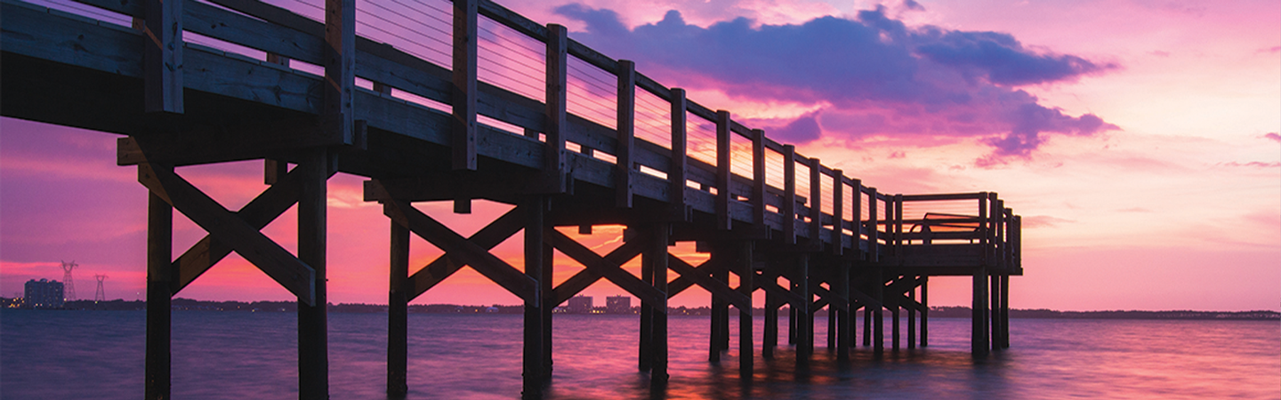 Scenic sunset view of the pier in Bay County