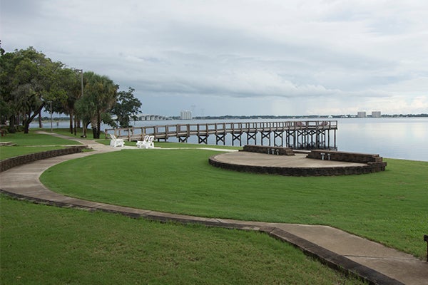 "long shot of fsu pc pier and amphitheater"