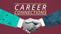 Graphic image of hands shaking with words Career Connections