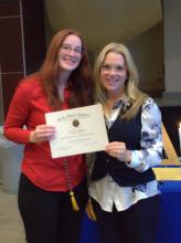 Secretary Brianna Bogacz with certificate