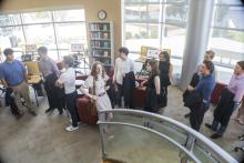 Freshmen in library