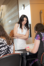 Lady arriving at reception 1