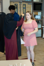 Arriving in library to get robe and instructions 1