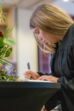 First-Year student signing book 24