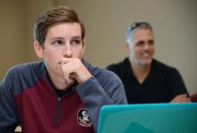 Two male students in classroom