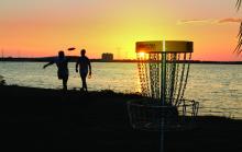 Disc golf at sunset