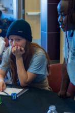 Group table activity, each group receives a plastic bag with the same items to build a raft. Groups are challenged to be able to place at least 50 pennies on the float before it sinks. Participants are encouraged to test their designs, regroup, retest, all a process of engineering.