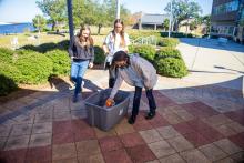 Group table activity, each group receives a plastic bag with the same items to build a raft. Groups are challenged to be able to place at least 50 pennies on the float before it sinks. Participants are encouraged to test their designs, regroup, retest, all a process of engineering.