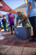 Group table activity, each group receives a plastic bag with the same items to build a raft. Groups are challenged to be able to place at least 50 pennies on the float before it sinks. Participants are encouraged to test their designs, regroup, retest, all a process of engineering.