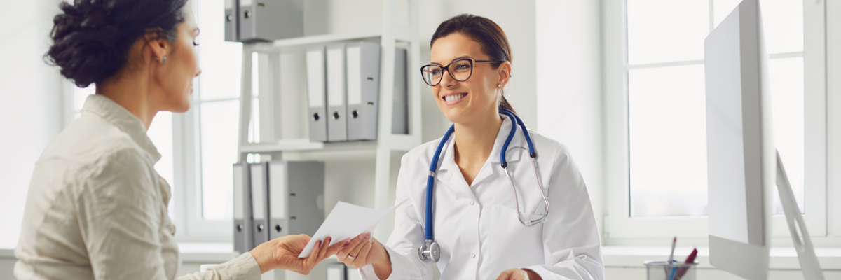 Two women in a medical office