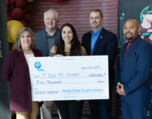 From left are:  Suzanne Remedies, assistant director of ASCENT; Dean Randy Hanna; Katie May, director of development for the FSU Foundation in Panama City; Shane Boyett, FPL’s external affairs manager; and Duriel Crittenden, ASCENT director.