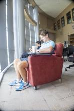 Freshmen in library