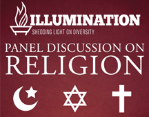 Illumination panel graphic for religious discussion event